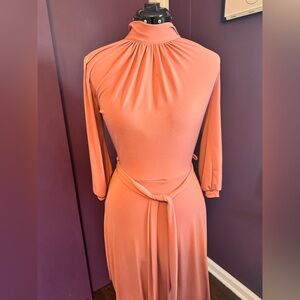 1930s Style Peach Long Sleeve Dress by Janette (see photos for flaws). Sendoffer